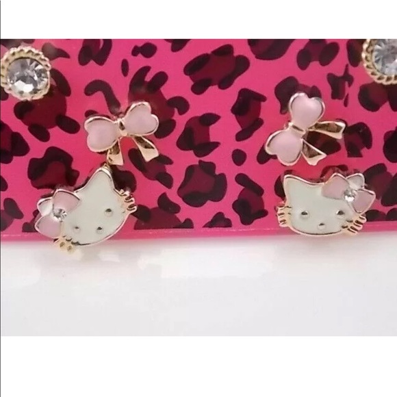 Rhinestone, Hello Kitty & Bow Earrings - Picture 2 of 3